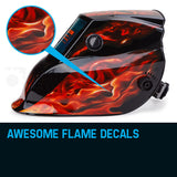 NNEMB Black Flames Solar Auto Darkening Welding Helmet Mask MIG/ARC/TIG Welder Machine
