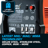 NNEMB 155Amp MIG ARC MAG Gas Gasless Welder DC Welding Machine Inverter Tool