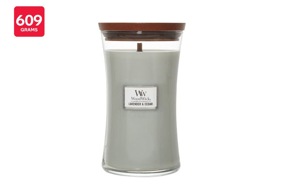NNEKG WoodWick Large Lavender and Cedar Candle