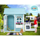 NNEDSZ Kids Wooden Cubby House Outdoor Playhouse Pretend Play Set Childrens Toy
