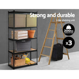 NNEDSZ 3x1.8M 5-Shelves Steel Warehouse Shelving Racking Garage Storage Rack Black