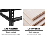 NNEDSZ 3x1.8M 5-Shelves Steel Warehouse Shelving Racking Garage Storage Rack Black