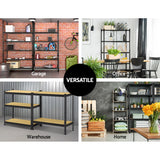 NNEDSZ 3x1.8M 5-Shelves Steel Warehouse Shelving Racking Garage Storage Rack Black