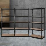 NNEDSZ 3x1.8M 5-Shelves Steel Warehouse Shelving Racking Garage Storage Rack Black