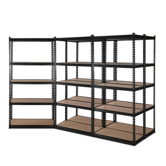 NNEDSZ 5x1.8M 5-Shelves Steel Shelving Racking Garage Storage Rack Black