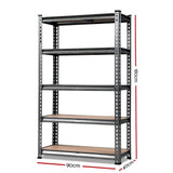 NNEDSZ 5-Shelves Steel Warehouse Shelving Racking Garage Storage Rack Grey