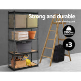 NNEDSZ 5-Shelves Steel Warehouse Shelving Racking Garage Storage Rack Grey