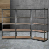 NNEDSZ 5-Shelves Steel Warehouse Shelving Racking Garage Storage Rack Grey