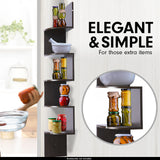 NNEDPE Sarantino 5-Tier Corner Wall Shelf Display Storage Shelves Dark Brown