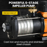 NNEMB Multi-stage Water Hi-pressure Pump with Auto-controller Home Garden Irrigation 6-Stage Electric