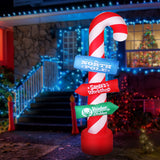 NNEDSZ Jollys 2.4M Christmas Inflatable Santa Guide Candy Pole Xmas Decor LED