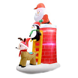 NNEDSZ Jollys 2.1M Christmas Inflatable Santa on Chimney Decorations Outdoor LED