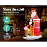 NNEDSZ Jollys 2.1M Christmas Inflatable Santa on Chimney Decorations Outdoor LED