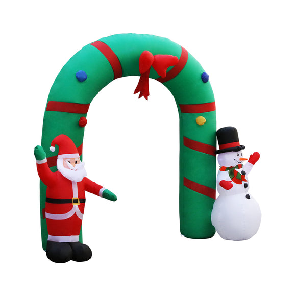 NNEDSZ Jollys 2.8M Christmas Inflatable Giant Arch Way Santa Snowman Light Decor