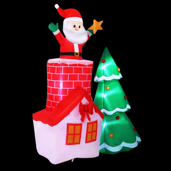 NNEDSZ Jingle Jollys 2.2M Christmas Inflatable Santa Tree Lights Outdoor Decorations
