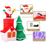 NNEDSZ Jingle Jollys 2.2M Christmas Inflatable Santa Tree Lights Outdoor Decorations