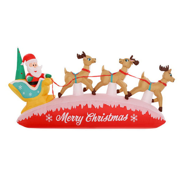 NNEDSZ Jollys Inflatable Christmas Santa On Sleigh 2.8M Lights Outdoor Decorations