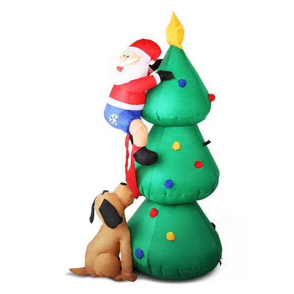 NNEDSZ Jollys 1.8M Christmas Inflatable Santa on Tree Lights Xmas Decor Airblown