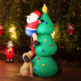 NNEDSZ Jollys 1.8M Christmas Inflatable Santa on Tree Lights Xmas Decor Airblown