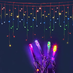NNEDSZ Jollys 500 LED Solar Powered Christmas Icicle Lights 20M Outdoor Fairy String Party Multicolour