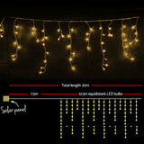 NNEDSZ Jollys 500 LED Solar Powered Christmas Icicle Lights 20M Outdoor Fairy String Party Warm White