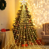 NNETM Sparkling 140LED Christmas Star Hanging Tree String Lights