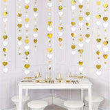 NNETM Heartfelt Elegance: 4m White and Golden Heart Shaped Garland