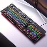 NNETM Caller Mechanical Keyboard - 104 Keys, Green Axis, Backlit, Wired USB, Black [Green Axis]