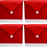 NNETM 4Pcs Christmas Chair Covers - Santa Claus Red Hat Snowflake Chair Xmas Cap