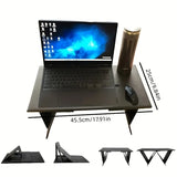 NNETM Portable Folding Student Study Table - Black PU Leather