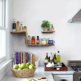 NNETM Rustic Wooden Wall Mounted Corner Shelf Set