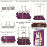 NNETM 3-Column Floor Standing Cloth Wardrobe | Large Capacity Storage Organizer(Burgundy)