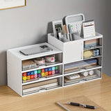 NNETM Modern White Desktop Office Desk Storage Box with Drawers - Rust Resistant