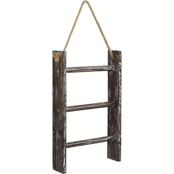 NNETM Rustic Wood Wall Hanging Towel Rack with 3 Tiers - Shabby Chic Style