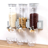 NNEIDS Wall Mounted Triple Cereal Dispenser Dry Food Storage Container Dispense Machine