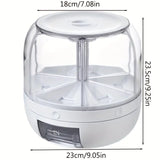 NNETM 360° Rotating Cereal Dispenser with 6 Grids - White