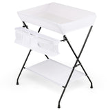 NNECW Folding Newborn Nursery Organizer with 3-Compartment Storage Basket & Shelf