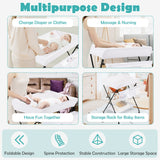 NNECW Folding Newborn Nursery Organizer with 3-Compartment Storage Basket & Shelf