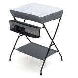 NNECW Folding Baby Change Table with Storage Basket &amp Shelf for Infant &amp Toddler-Grey