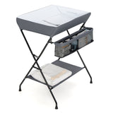 NNECW Folding Baby Change Table with Storage Basket &amp Shelf for Infant &amp Toddler-Grey