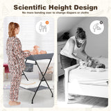 NNECW Folding Baby Change Table with Storage Basket &amp Shelf for Infant &amp Toddler-Grey