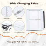 NNECW Folding Baby Change Table with Storage Basket &amp Shelf for Infant &amp Toddler-Grey