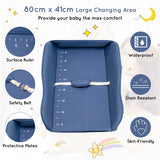 NNECW Foldable Diaper Changing Station Height Adjustable Changing Table with Lockable Wheels-Blue