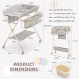 NNECW Foldable Diaper Changing Station Height Adjustable Changing Table with Lockable Wheels