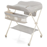NNECW Foldable Diaper Changing Station Height Adjustable Changing Table with Lockable Wheels