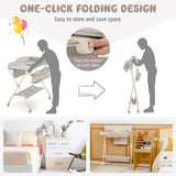 NNECW Foldable Diaper Changing Station Height Adjustable Changing Table with Lockable Wheels