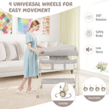 NNECW Foldable Diaper Changing Station Height Adjustable Changing Table with Lockable Wheels