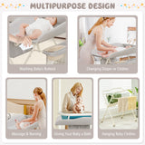 NNECW Foldable Diaper Changing Station Height Adjustable Changing Table with Lockable Wheels