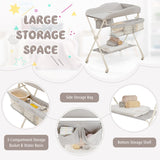 NNECW Foldable Diaper Changing Station Height Adjustable Changing Table with Lockable Wheels