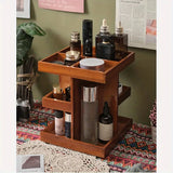 NNETM 360° Rotating Wooden Cosmetic Storage Shelves - Brown Vanity Shelf